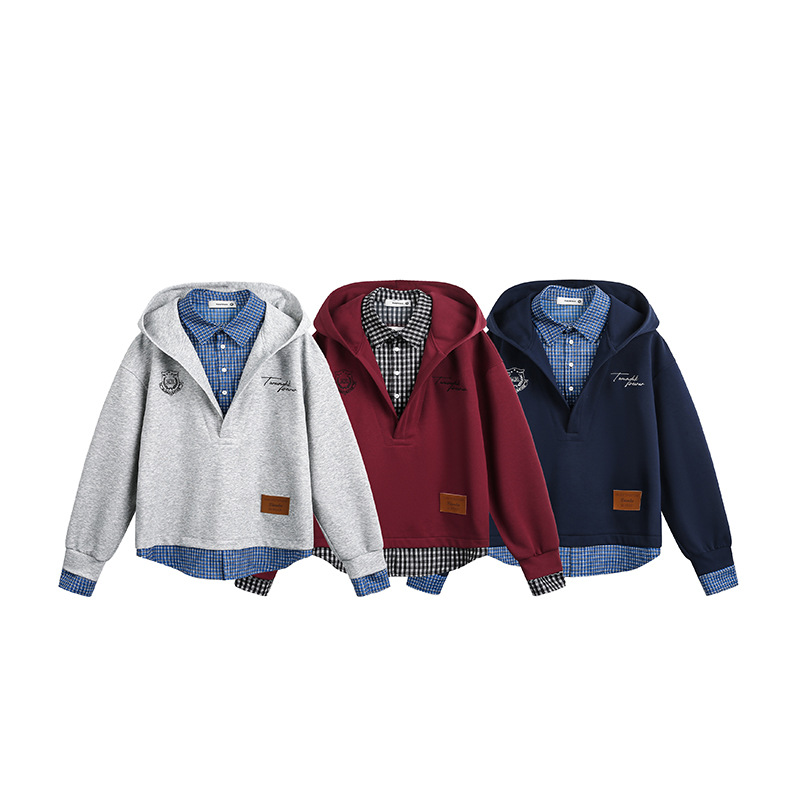 American Trend Cotton Layered Hood Sweatshirt
