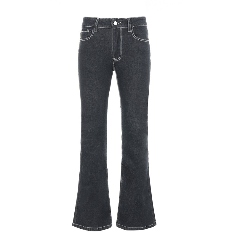 Street Style Simple Retro Slim Low Waist Straight Leg Jeans Elegant Commuting Versatile Casual Pants