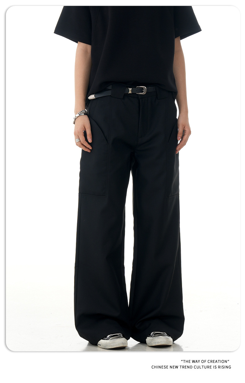 Loose Straight Trousers for Men and Women Simple Blended Commuting Slim Fit Casual Long Pants
