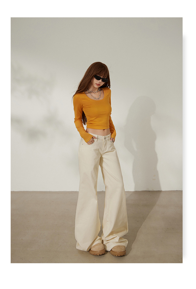 Women's Loose Flare Trousers Elastic Slimming Slight Flare Denim Pants for Women