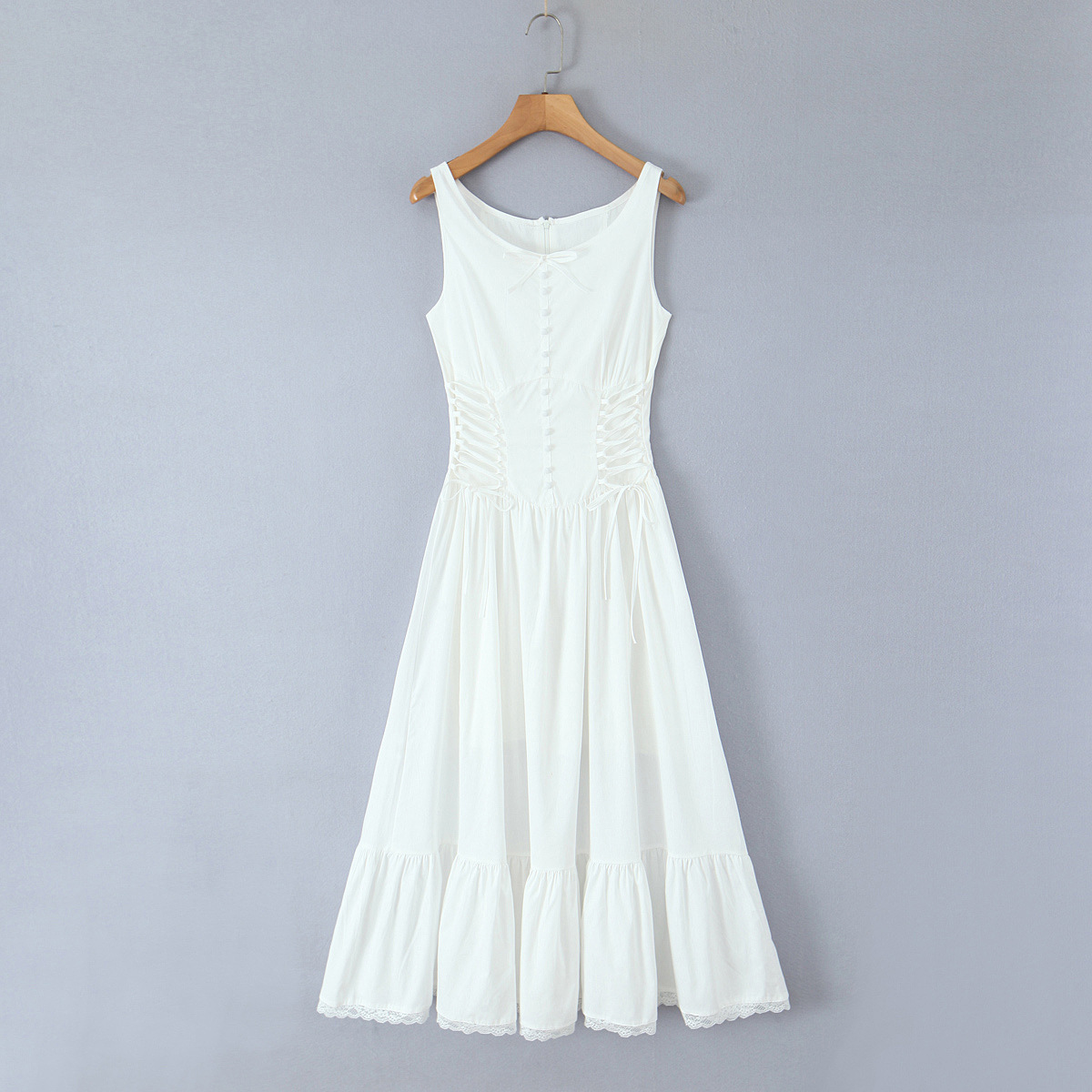 Round Neck Solid Polyester Polished Commute Dress