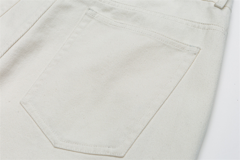 Solid Color Straight Leg Regular Waist Button Casual Regular Fit