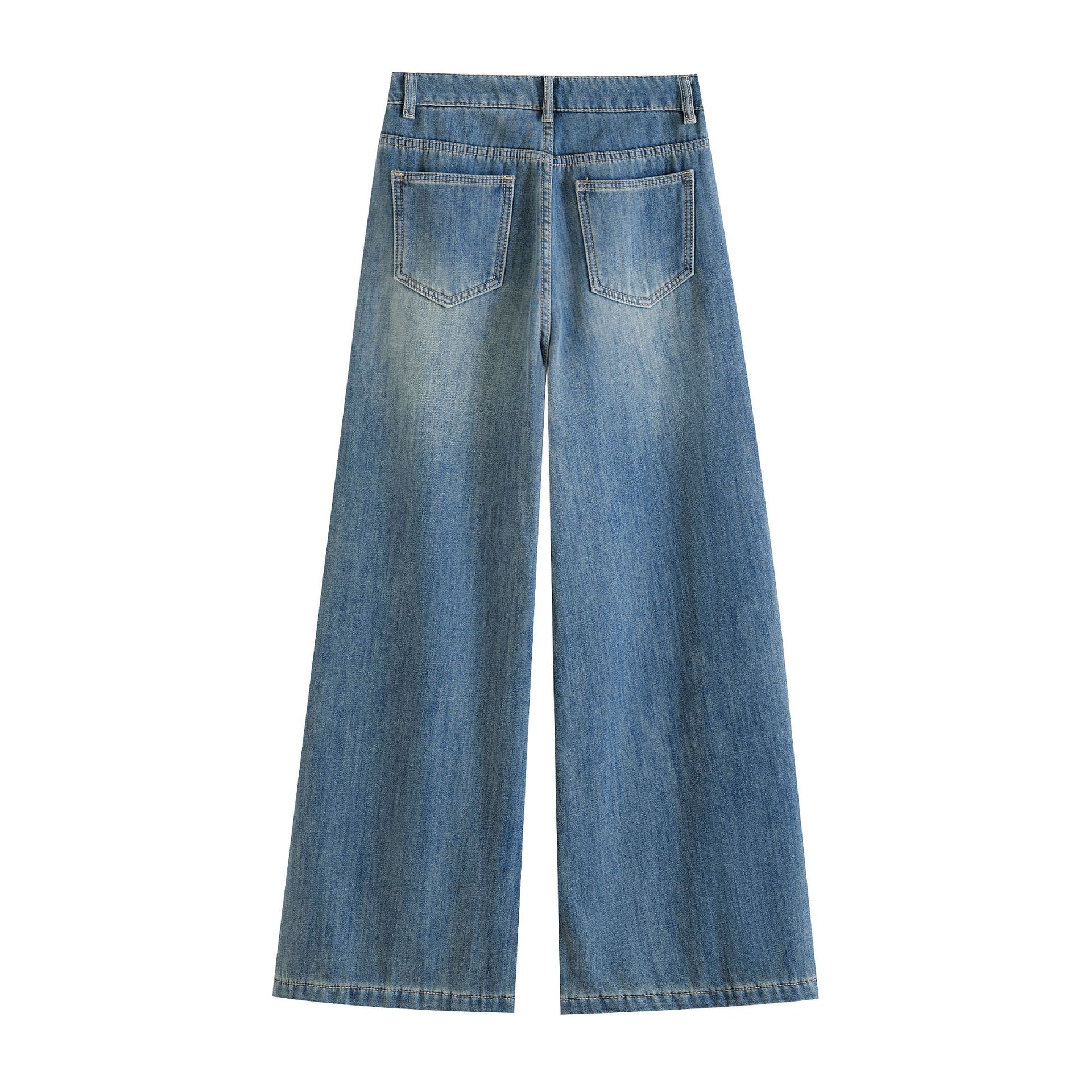 High waisted and plush warm loose long jeans