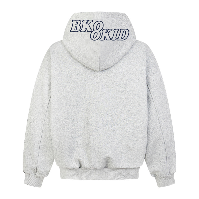 Street Relaxed Fit Zip-Up Letter Print Hoodie