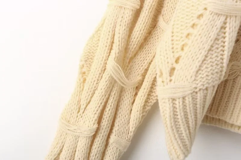 Ladies Relaxed Crew Neck Plain Openwork Sweater