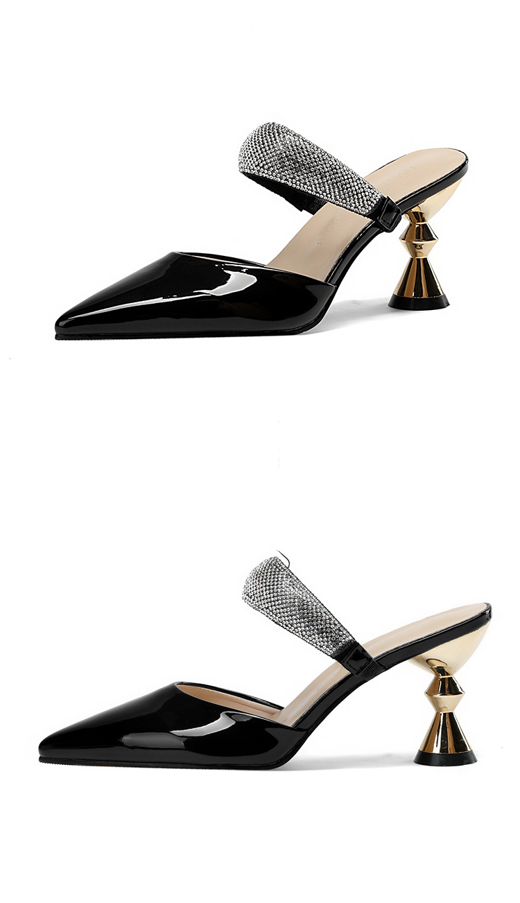 French sexy fashionable outer wear rhinestone sandals for women with pointed toe high heels