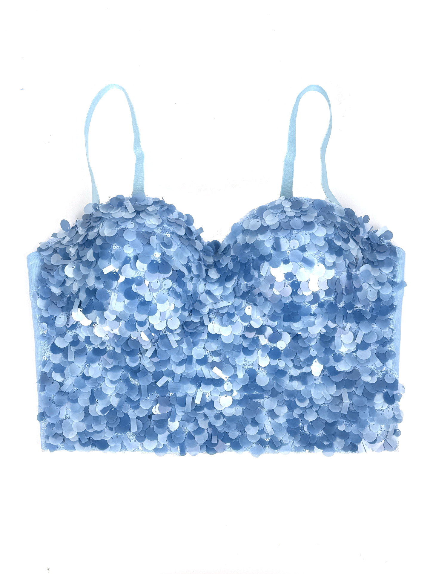 Shiny Sequin Strapless Top Heavy Work Sexy Outerwear Backless Body Shaping Boned Bra Party Performance