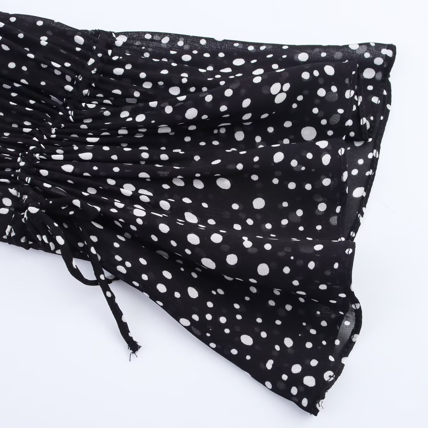 Women's Clothing Trumpet Sleeve Ruffle Polka Dot Short Skirt