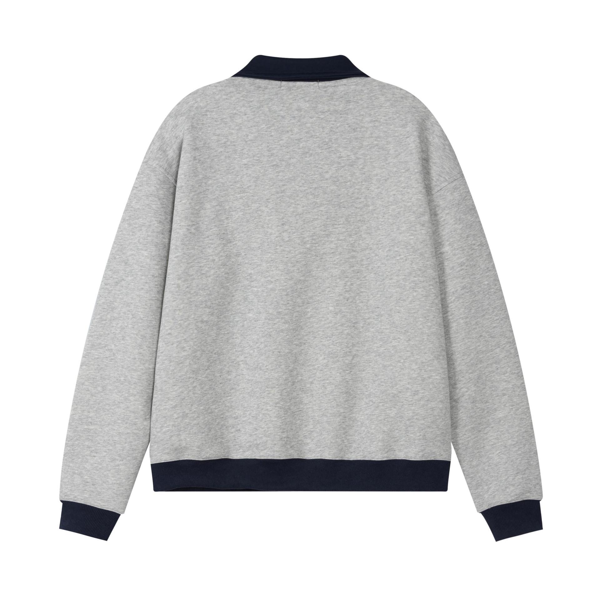 Vintage Monogram Stitched Hoodie With Button Placket