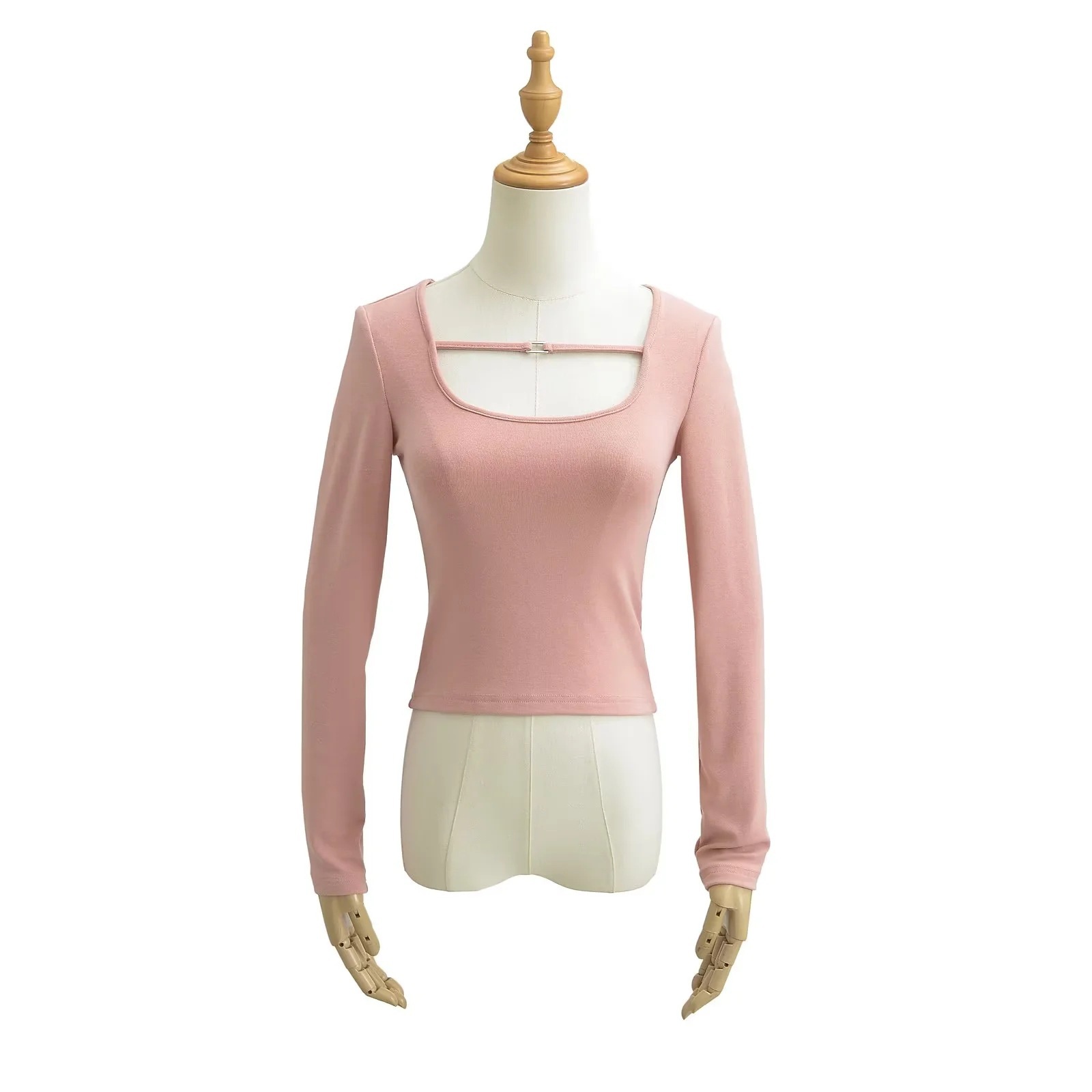 Wide Scoop Long Sleeve Cotton Top