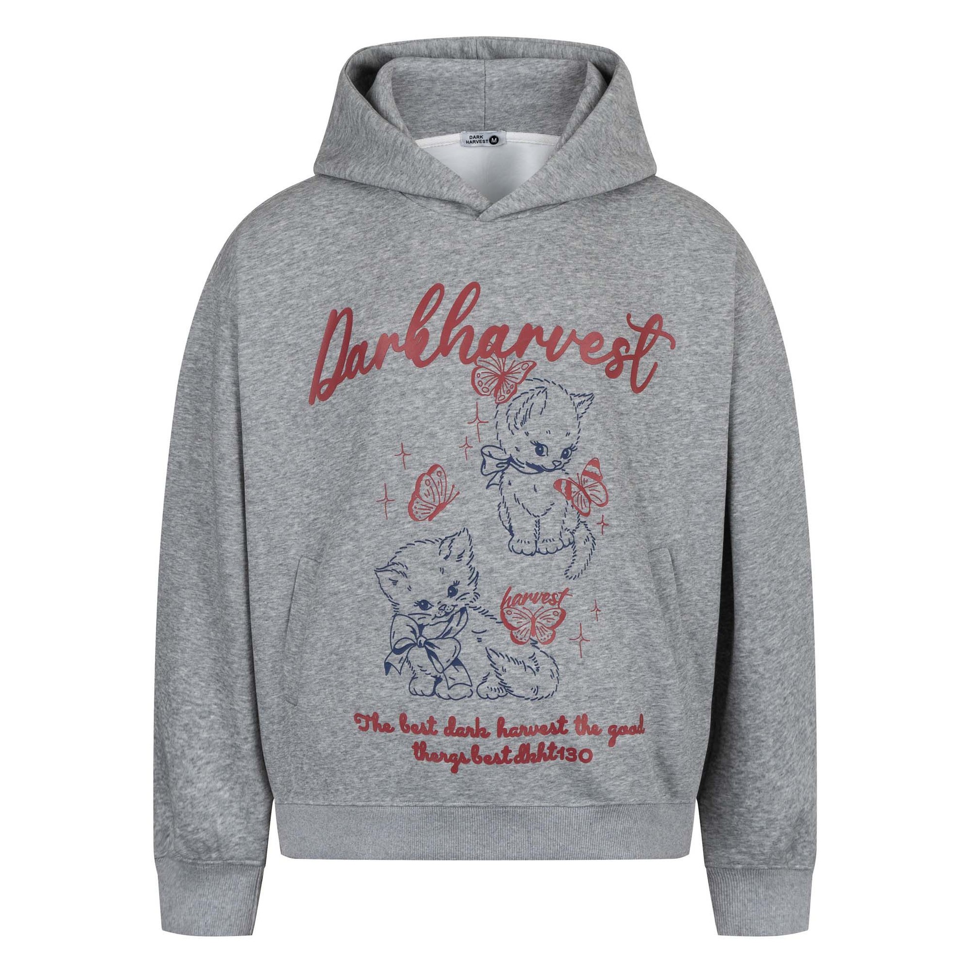 Urban Feline Graphic Oversized Cotton Hoody