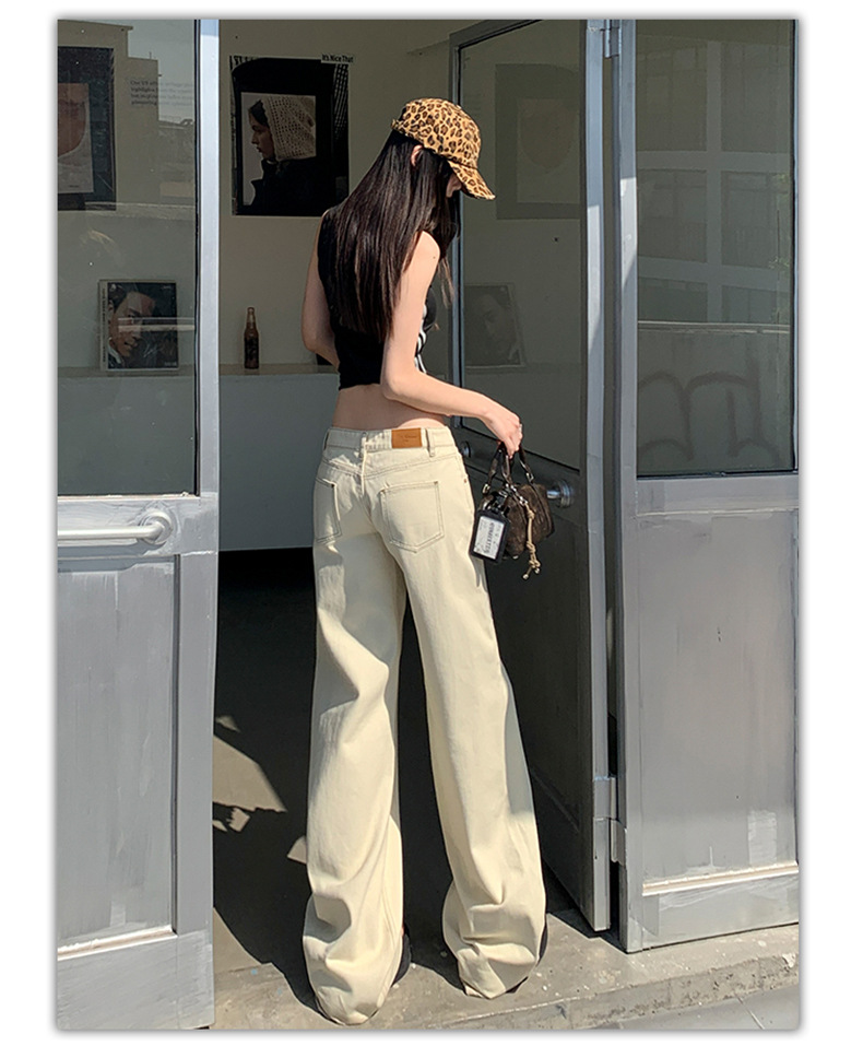 Women's Low Waist Wide Leg Jeans Summer Loose Slim Straight Pants