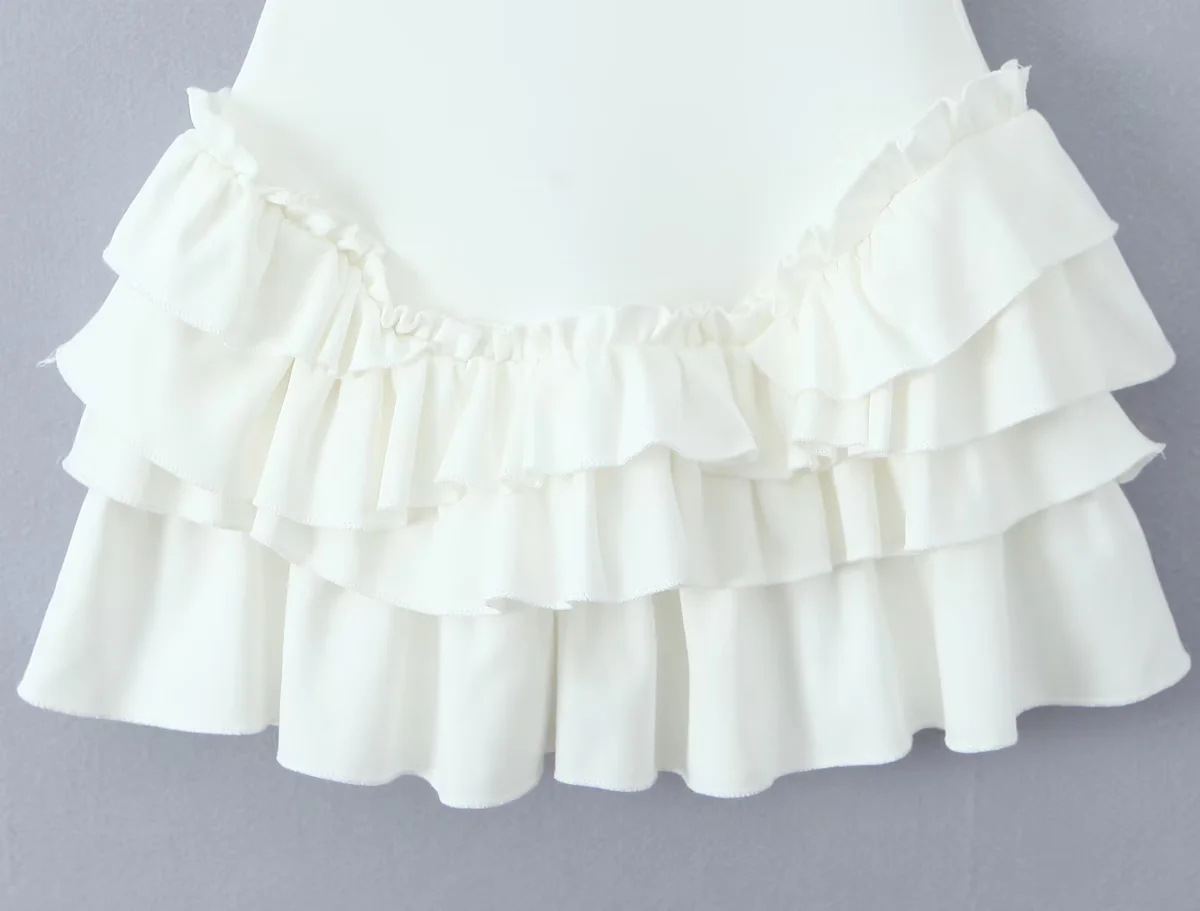 Square neck high elasticity sleeveless short skirt