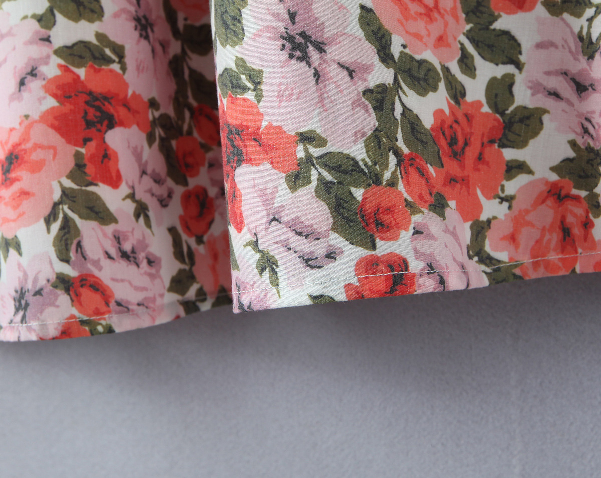 Splicing floral bow tie strap suspender dress