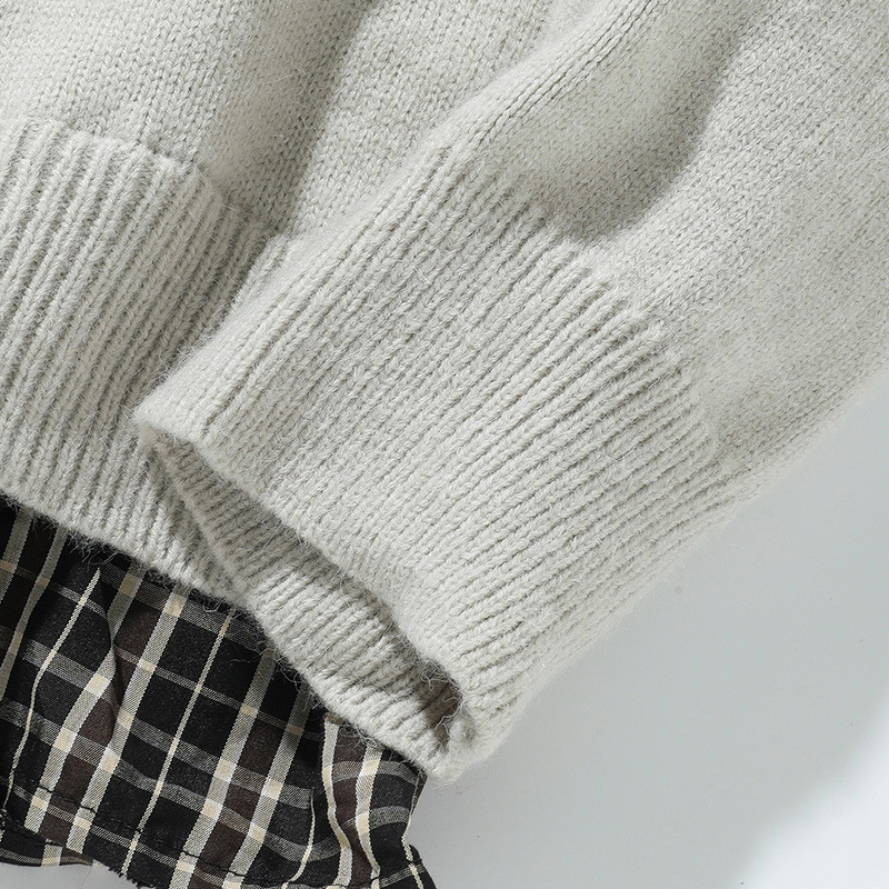 Men's Two-Tone Button-Neck Sweater