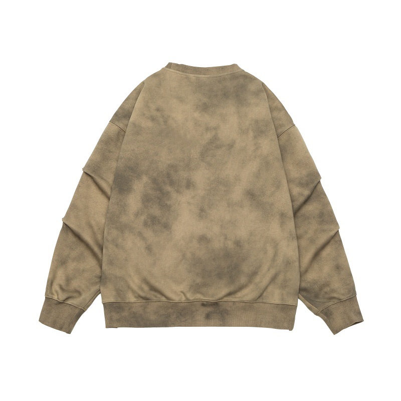 Oversized Long Sleeve Washed Letter Print Studded Hoodie