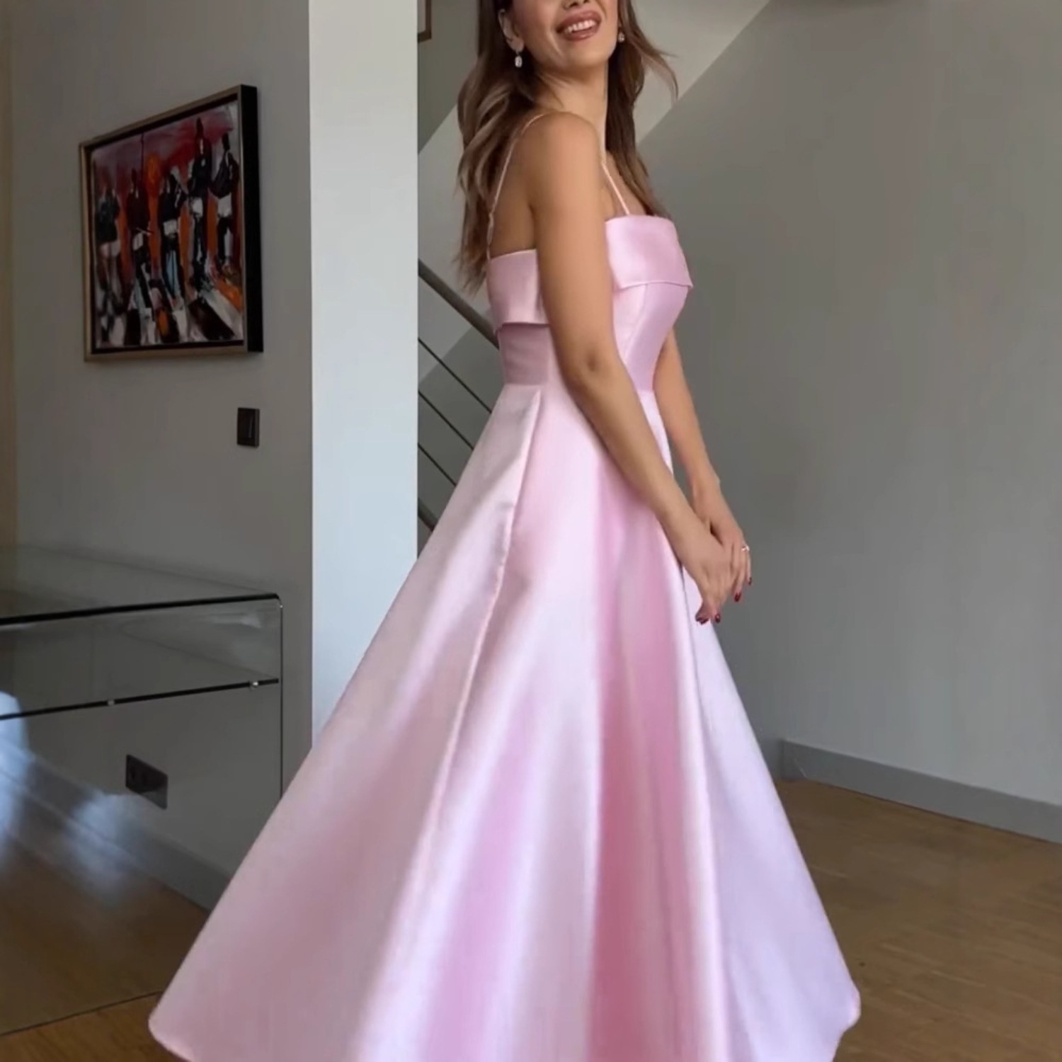 Satin suspender evening dress fashion dress