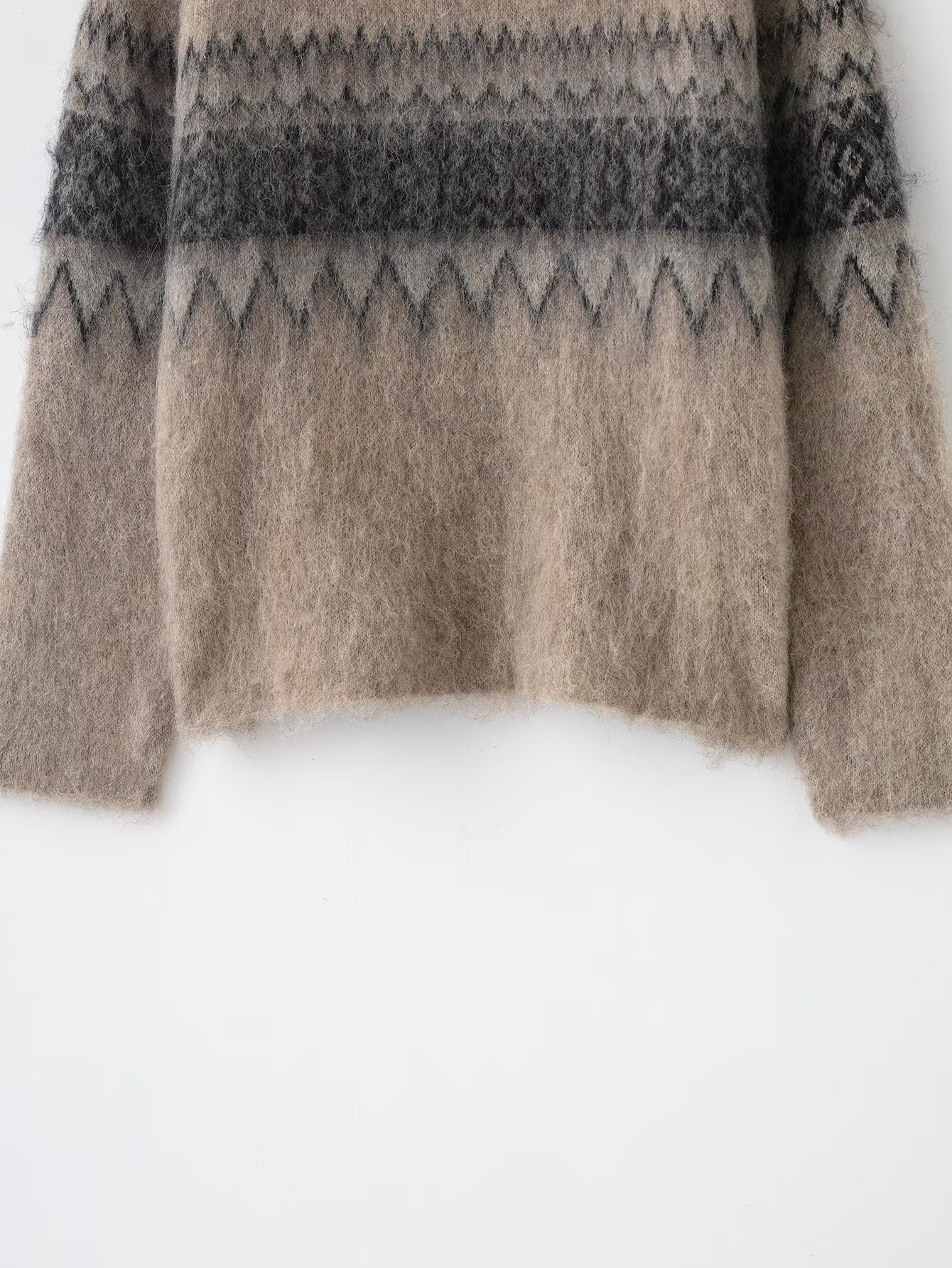 Jacquard Knitted Shirt with Brushing Effect