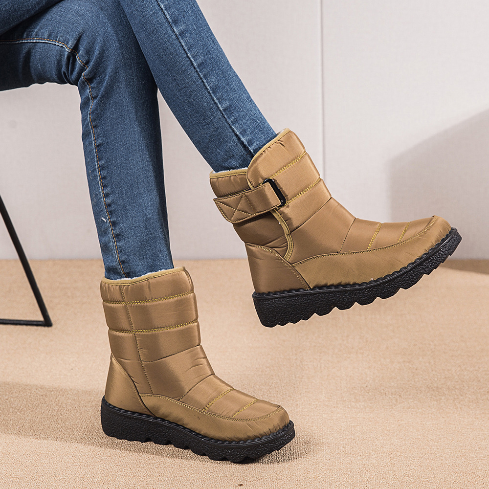Winter New Snow Boots Women's High Top Waterproof Cotton Shoes Casual Short Tube Plush Plus Large Cotton Boots 43 Amazon