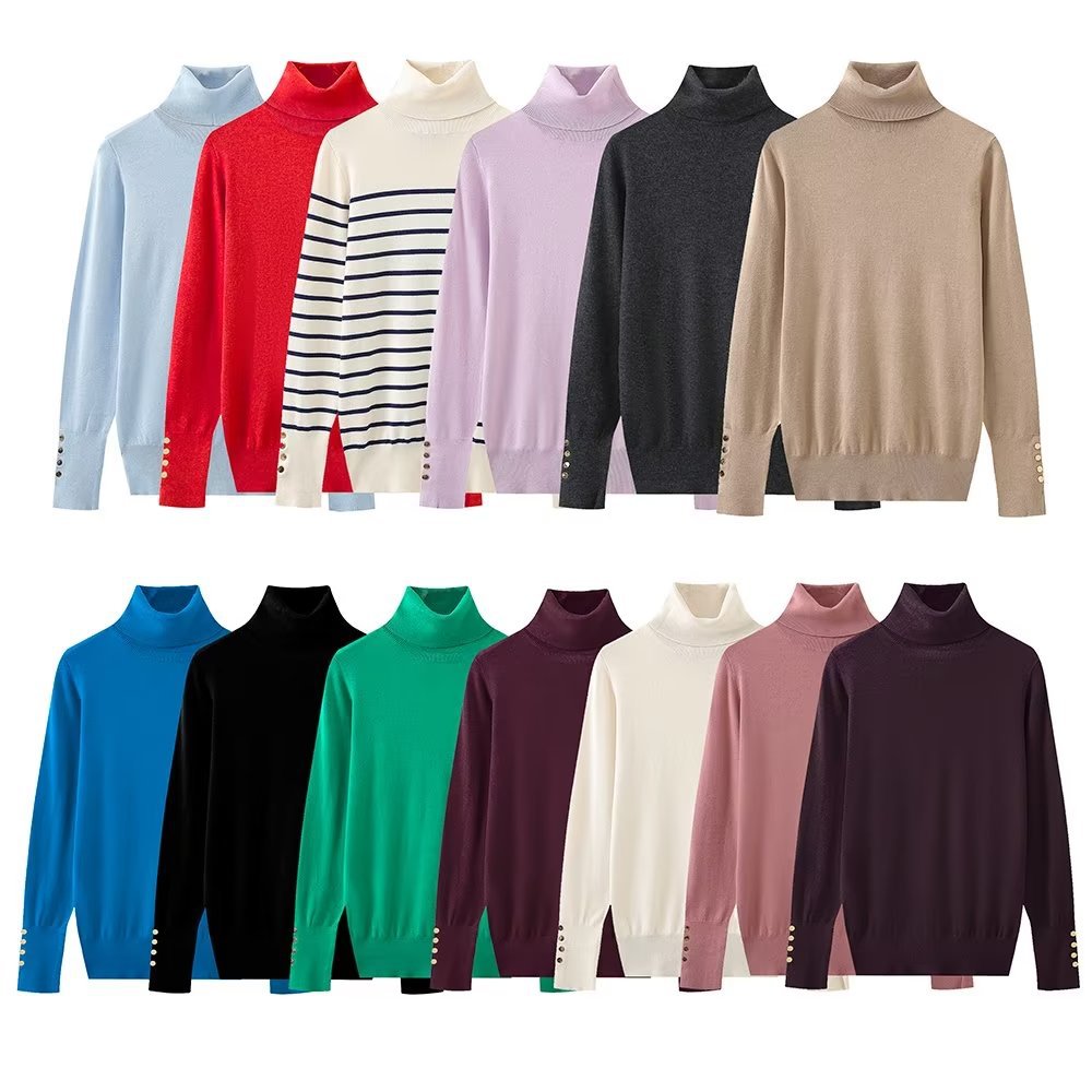Ladies Urban High Neck Fitted Sweater
