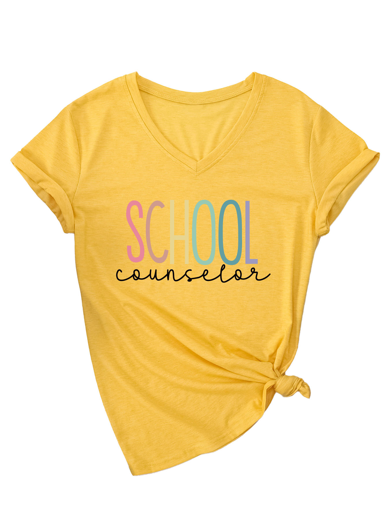 Ladies V-Neck Geometric Print Tee