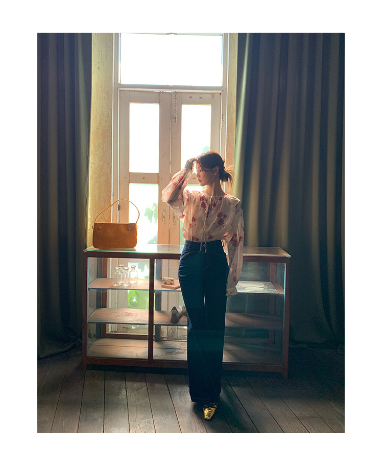Fragmented Floral Long Sleeve Loose Breeze Shirt