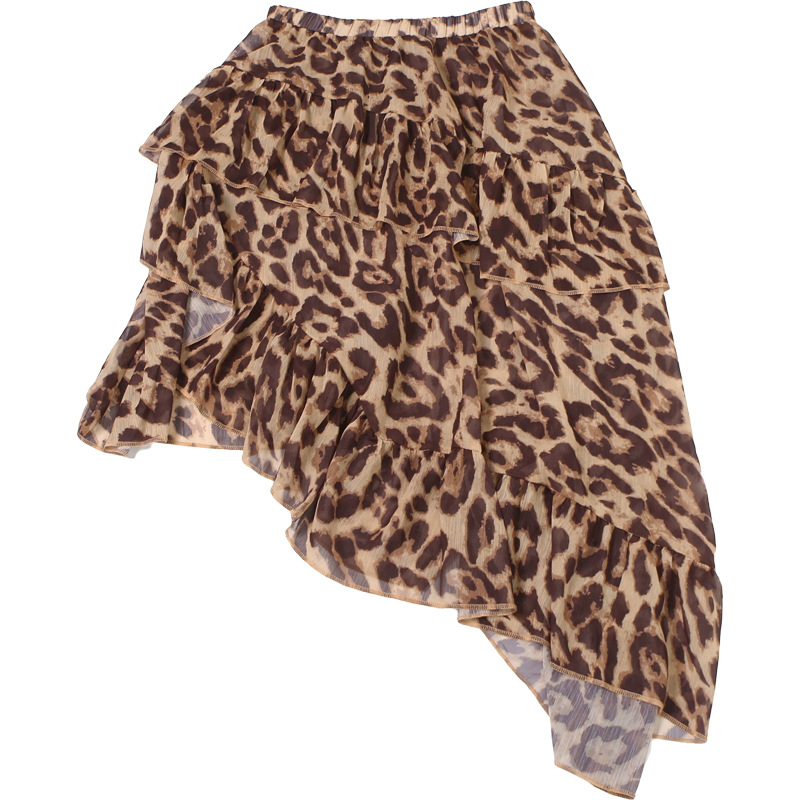 Leopard high waisted loose skirt for women