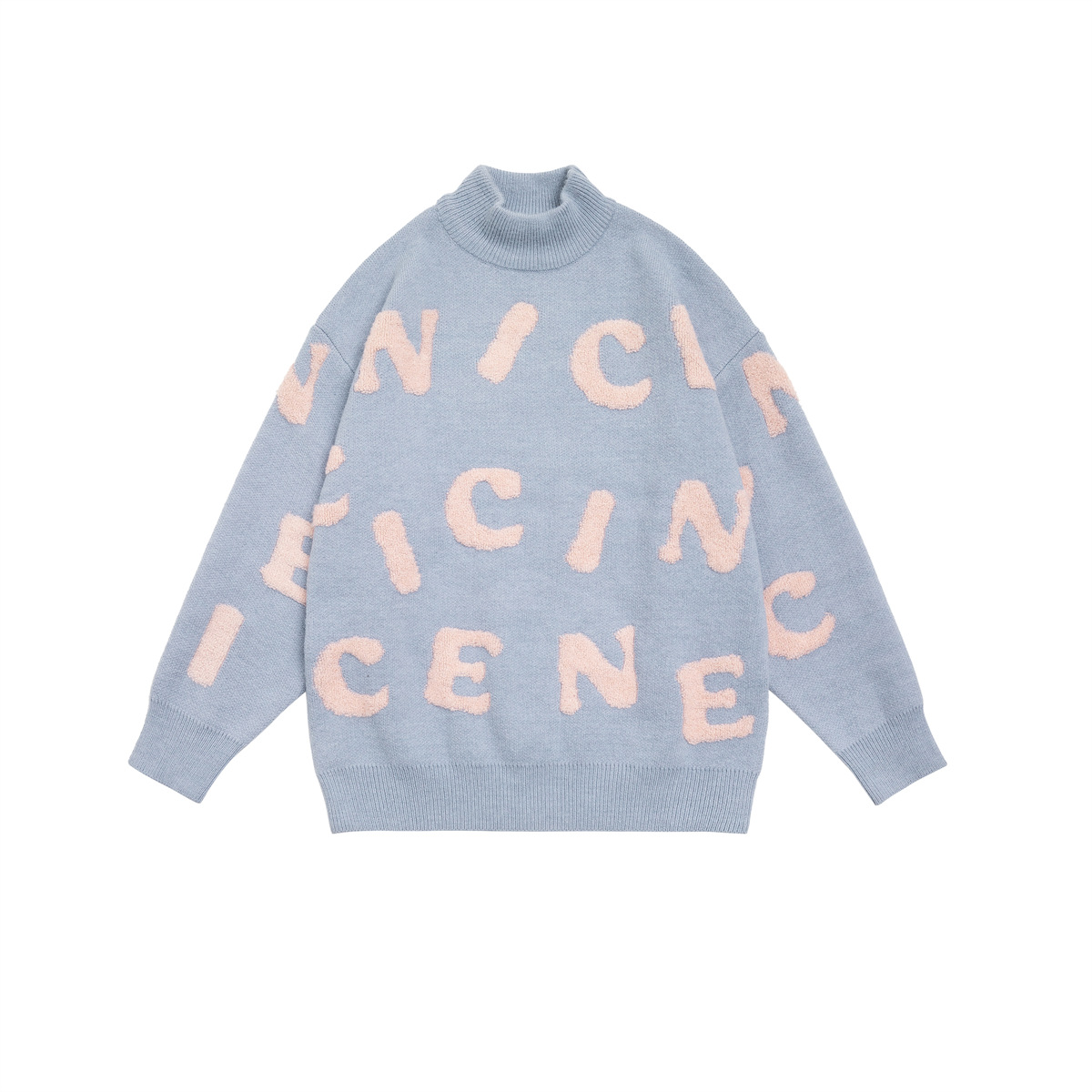 Japanese Oversized Alphabet Print Polyester Sweater
