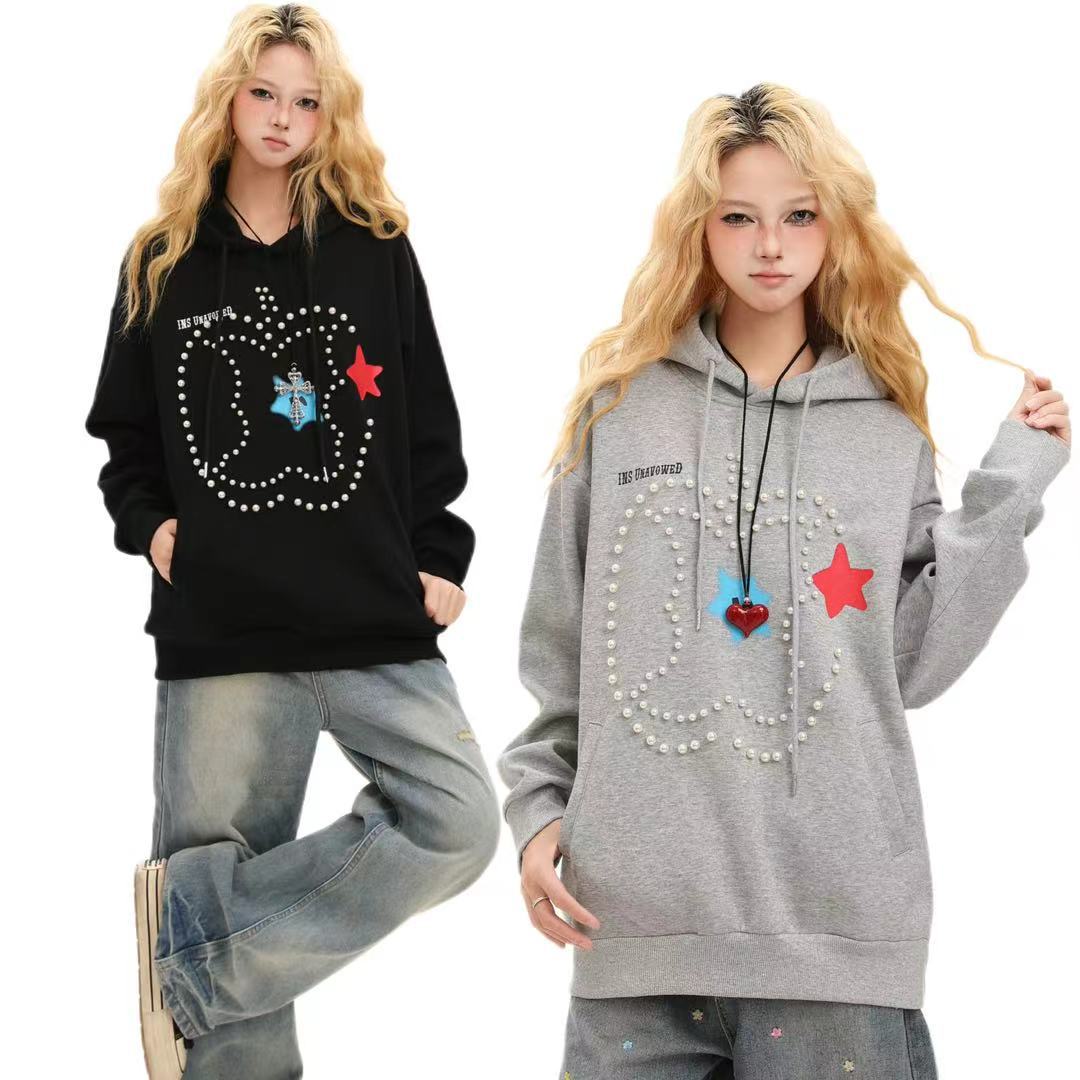 Vintage Cotton Studded Hoodie