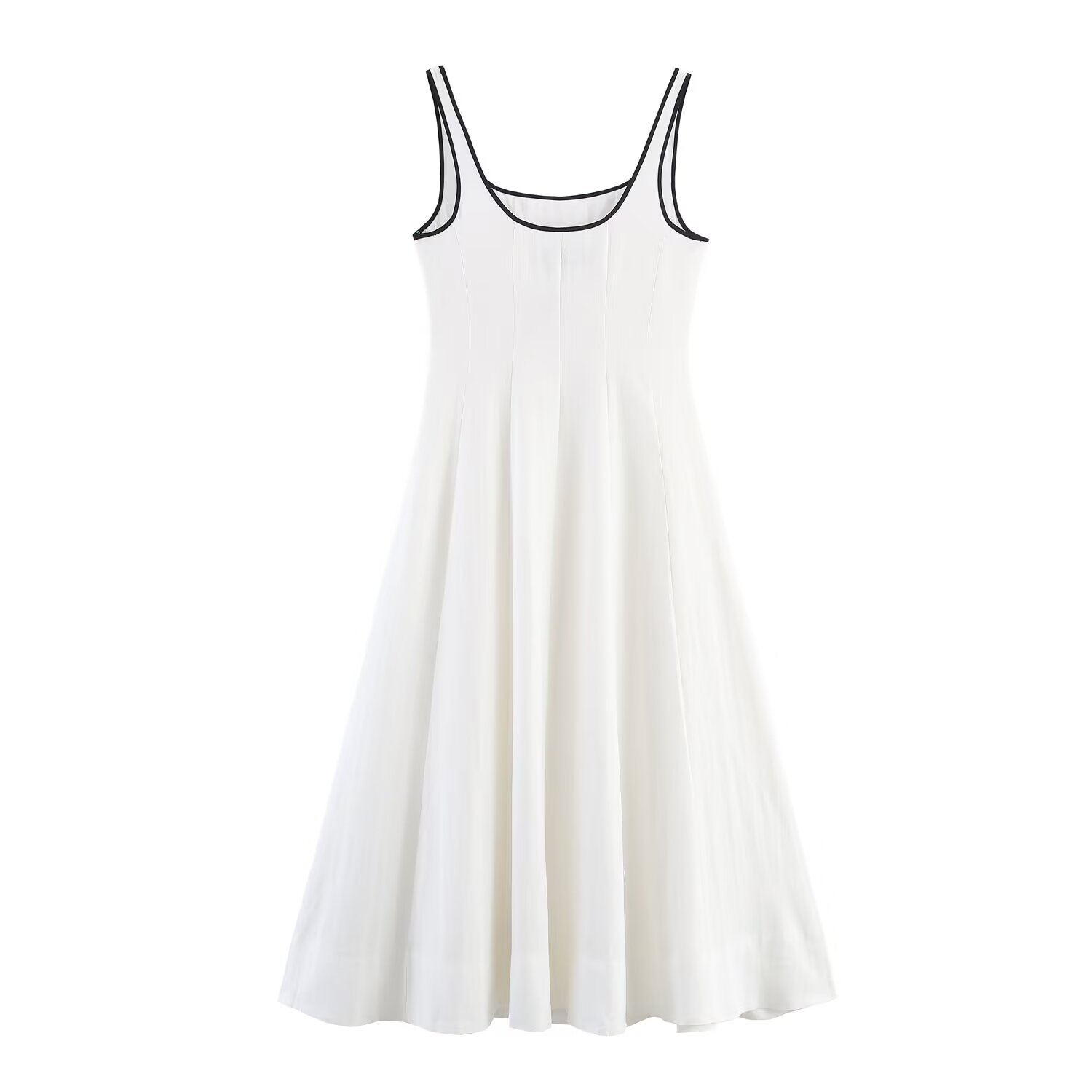 Ladies Two-Tone Spaghetti Strap Mid-Calf Polyester Dress