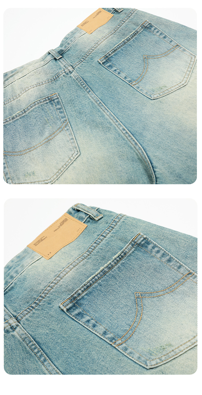 Denim Pants for Men and Women Water-Washed Three-Dimensional Cutting