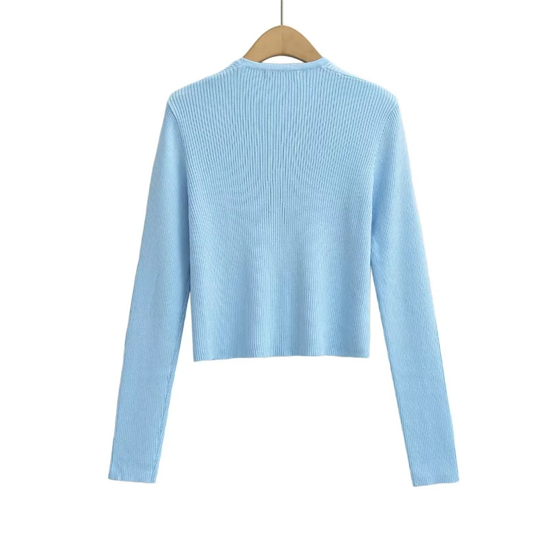 Ladies Business Slim Fit Solid Plunge Knit Sweater