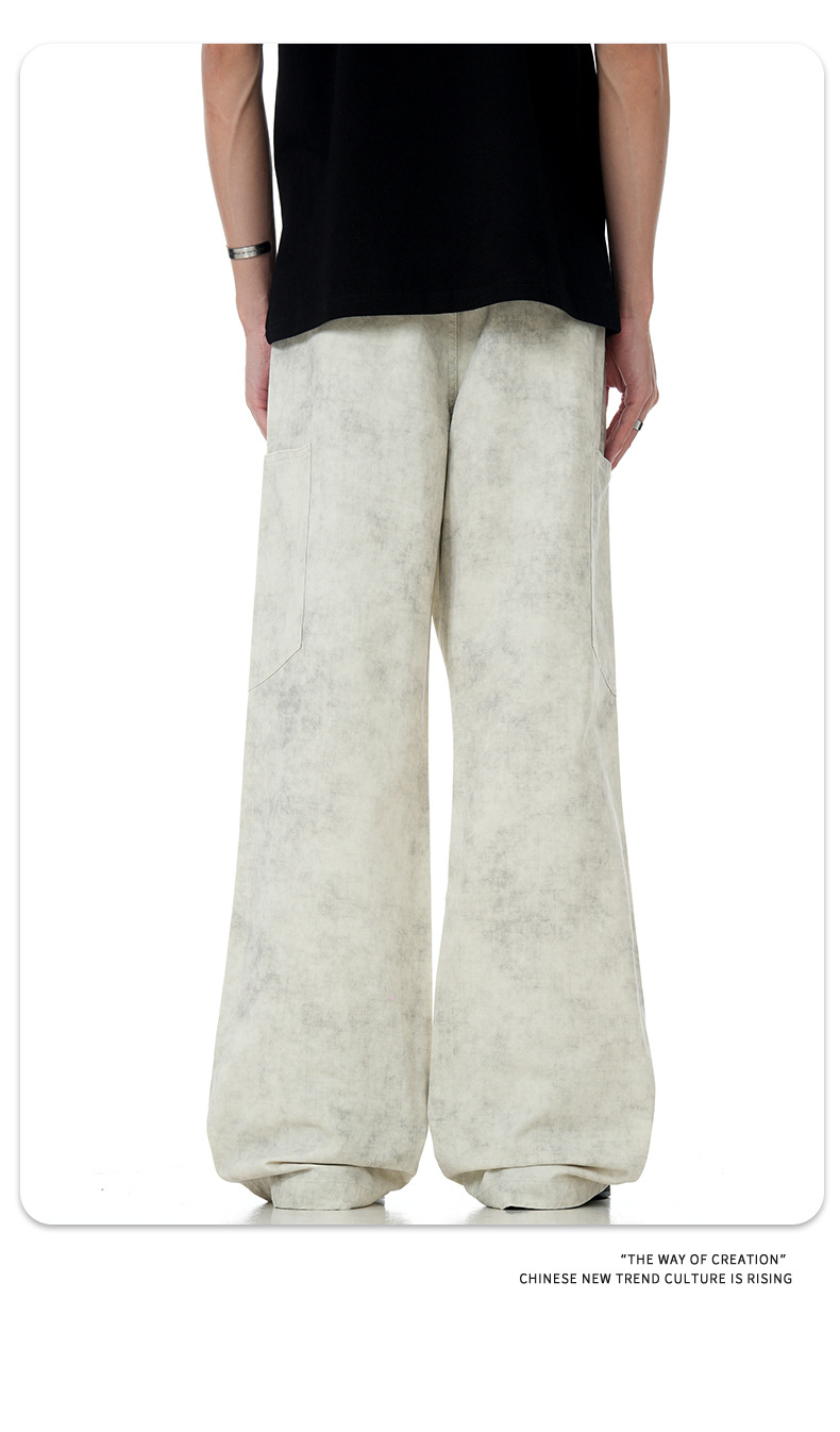 Work Pants for Men and Women Vintage Washed Slim Fit Loose Casual Trousers