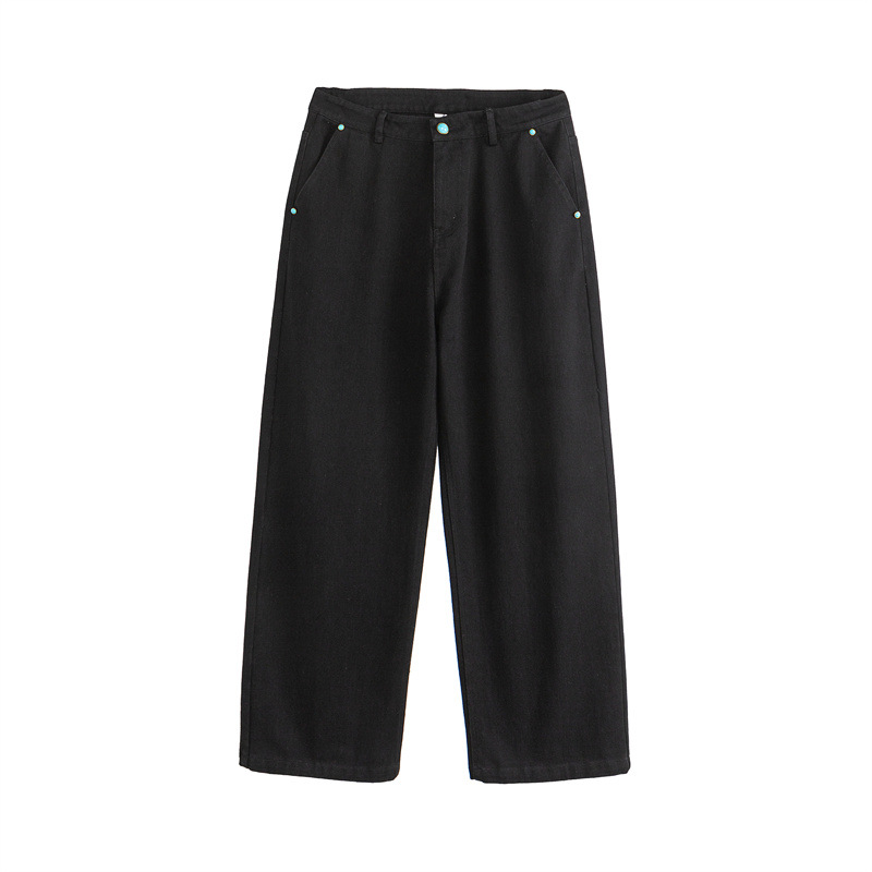 Solid Color Straight Leg Regular Waist Button Casual Regular Fit