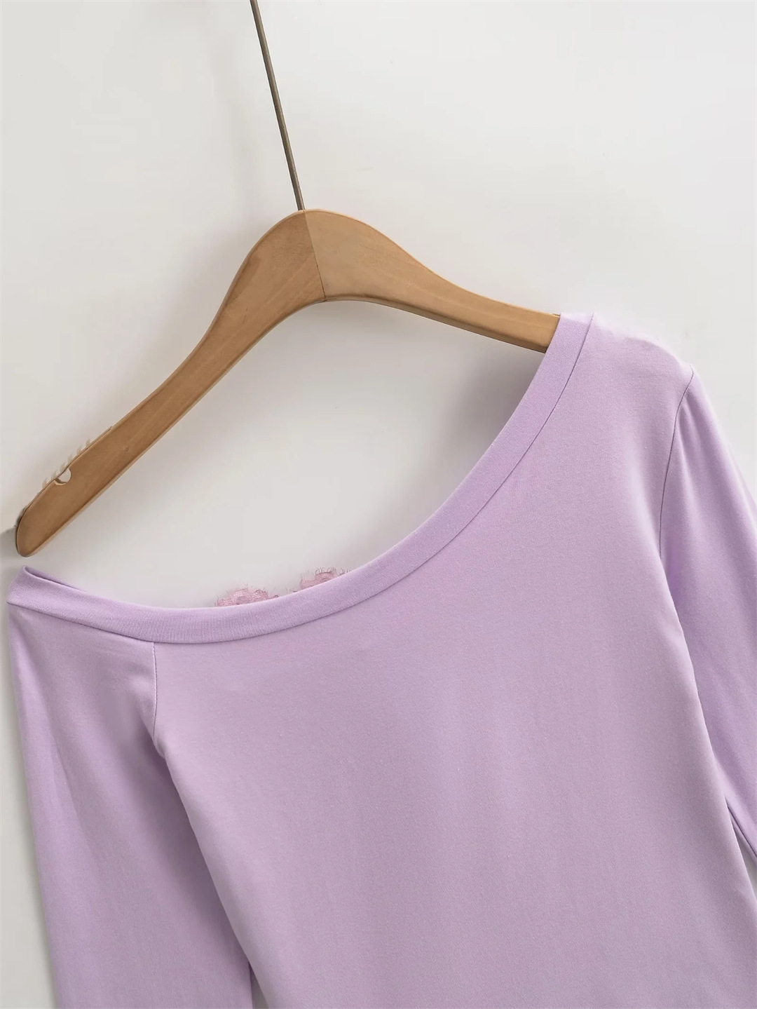 Ladies Plain Fitted Wrist-Length Angled Neck Tee