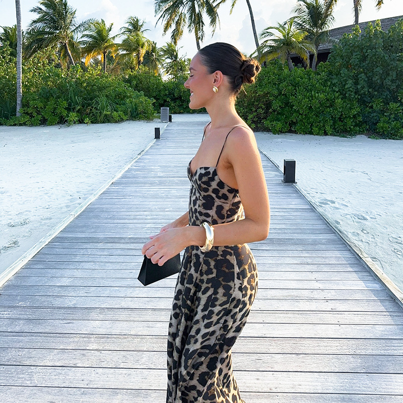 Bold Cheetah Pattern Sleeveless Maxi Dress