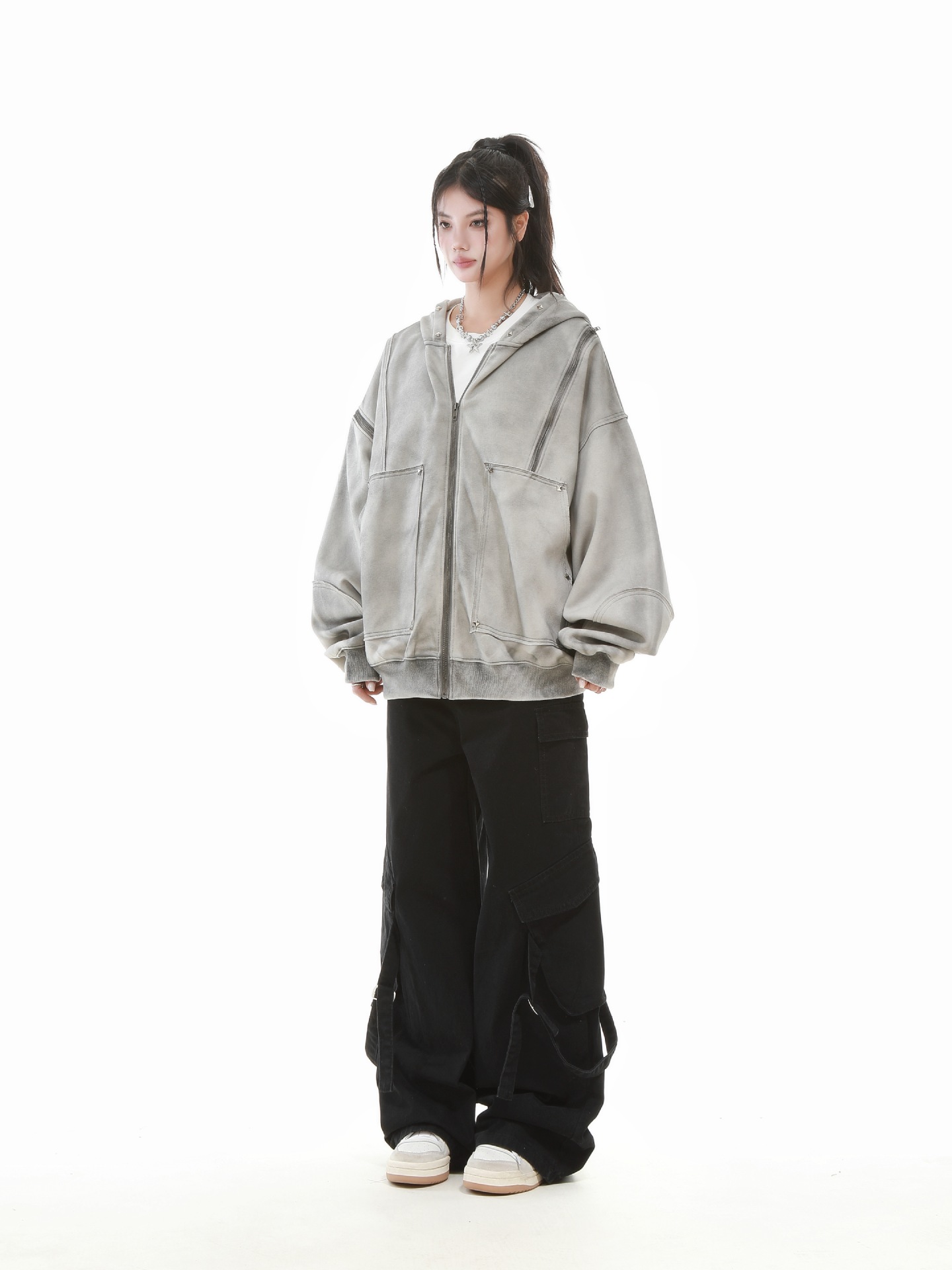 American Vintage Loose Fit Zipper Front Hoodie