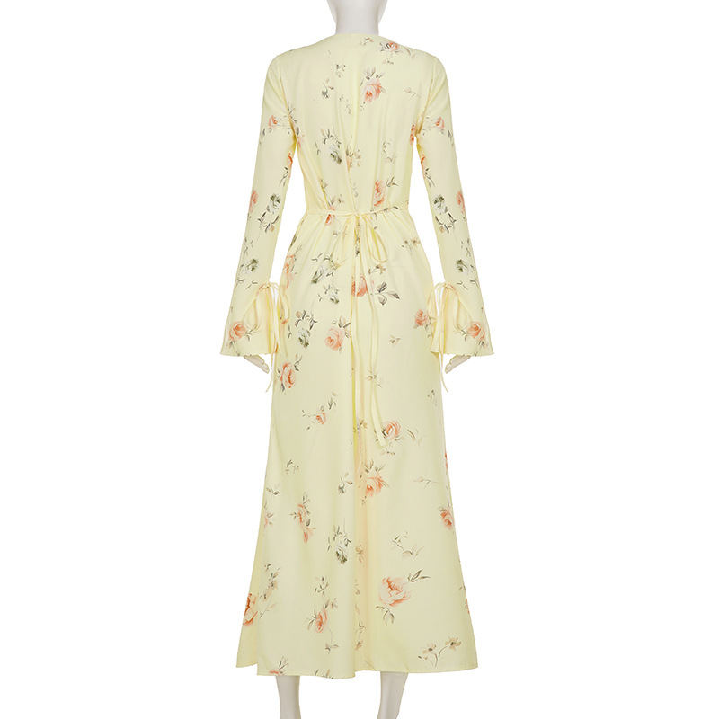 Bell Cuff Plunging Asymmetric Wrap Dress