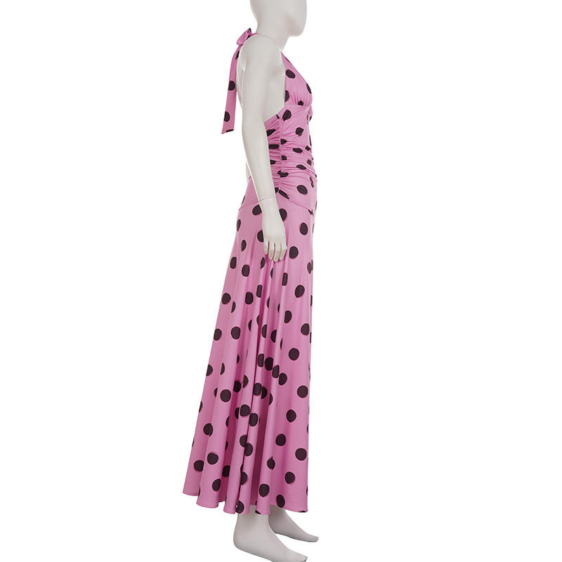 Contrast Tie-Back Plunge Cinch Maxi Dress