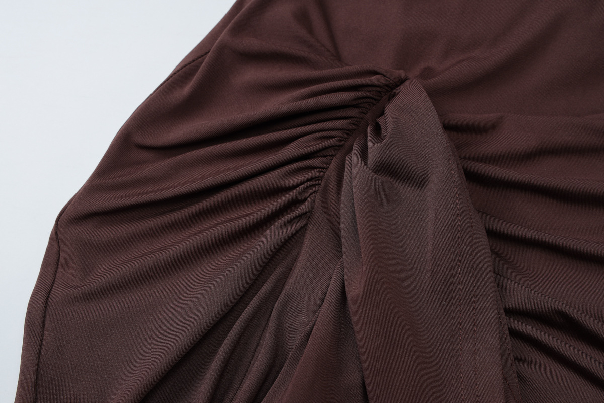 Solid Crew Armless Sash Split Dress