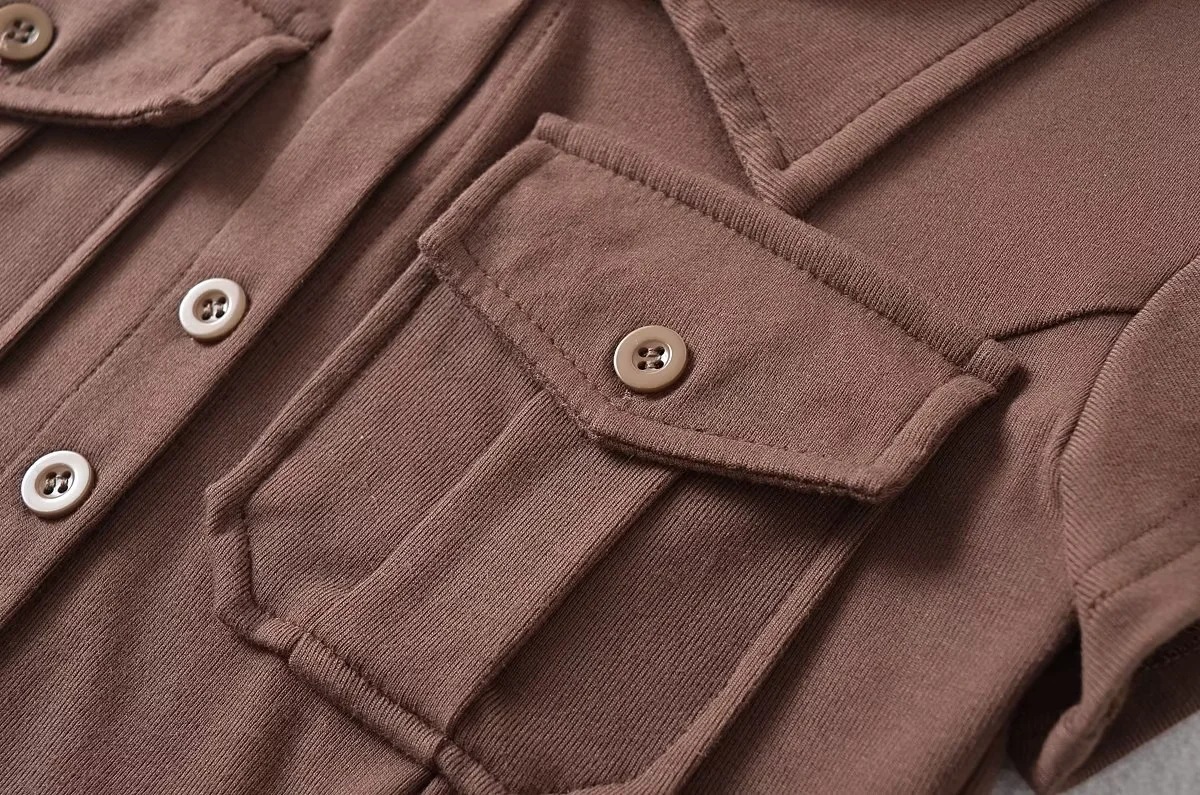 Ladies Half Sleeve Notch Collar Cardigan Tee