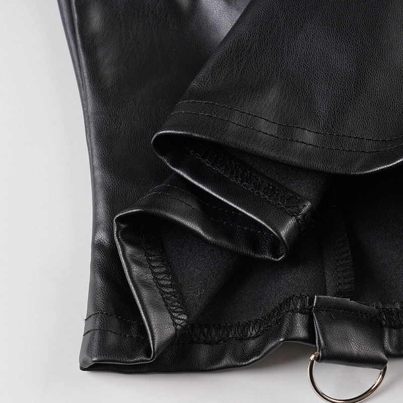 Zip-Front Moto Lambskin Tank Top
