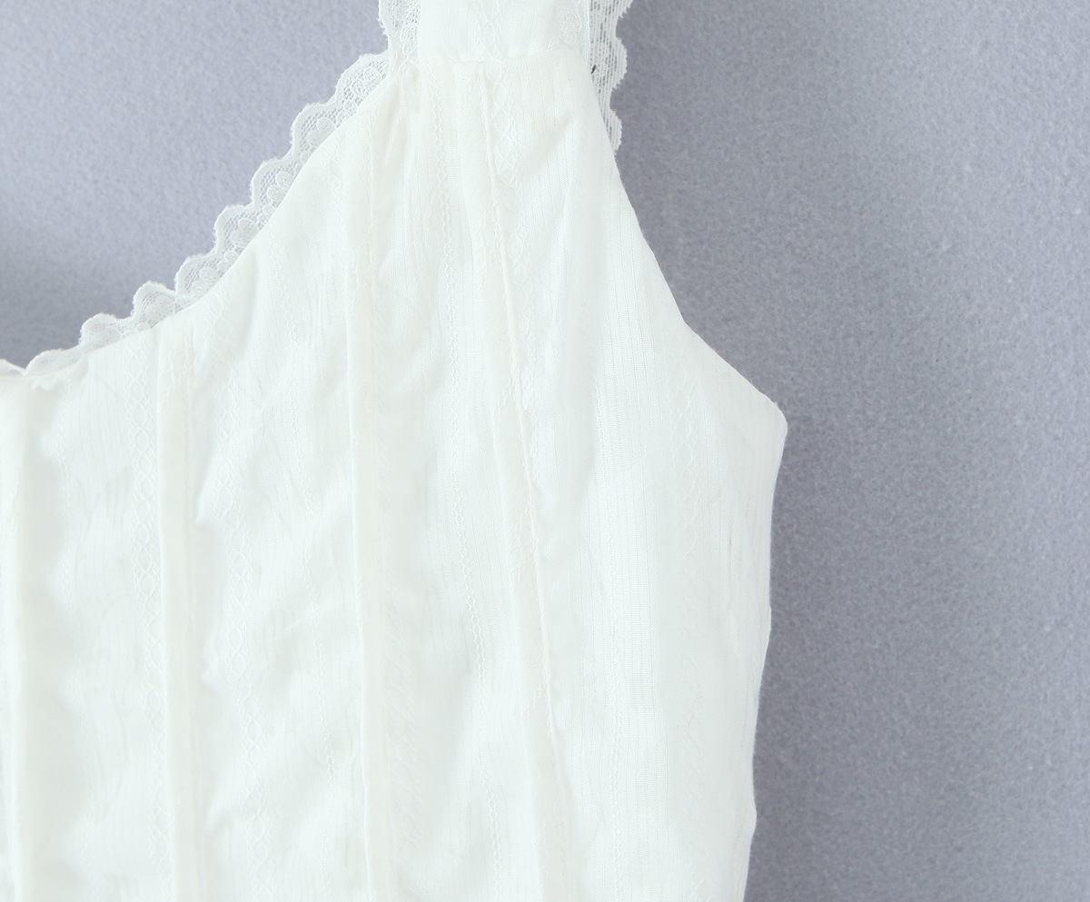 U-Neck Sleeveless Fresh Solid Mid-Waist Polyester Dress