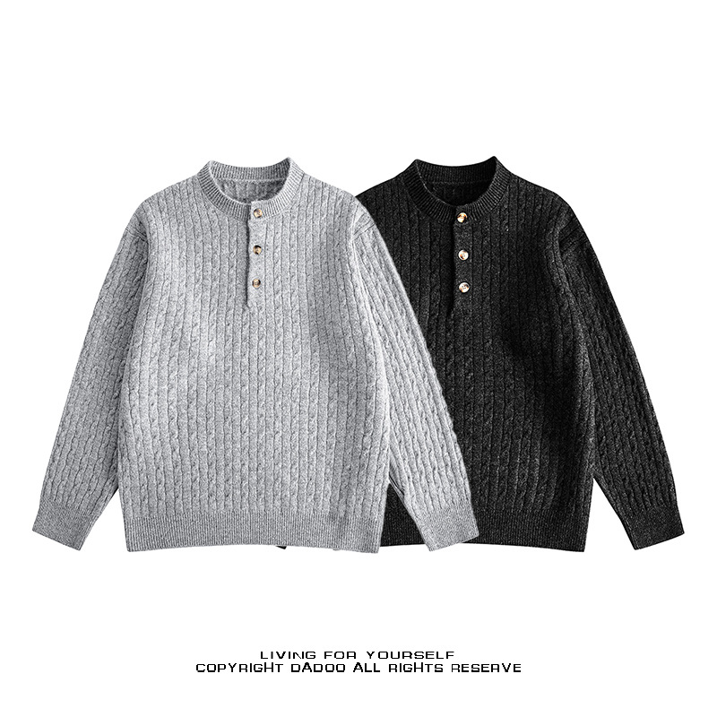 Oversized Aran Placket Sweater
