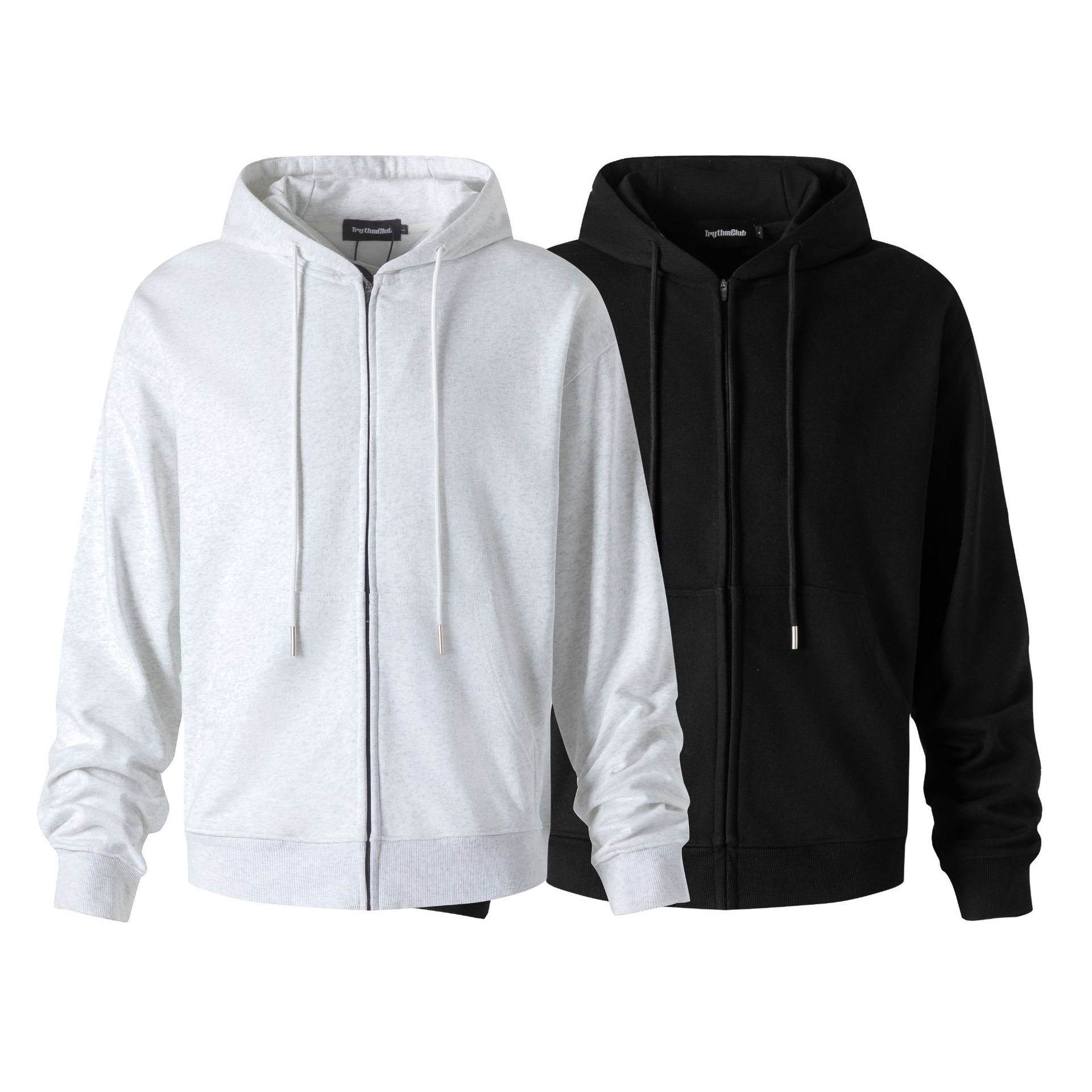 Streetwear Heavy Oversized Plain Cotton Zip Hood Sweatshirt