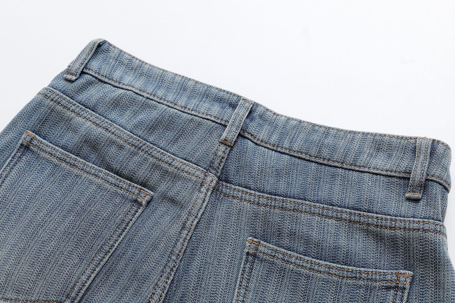 Warm striped straight leg slim fit pants for women's jeans