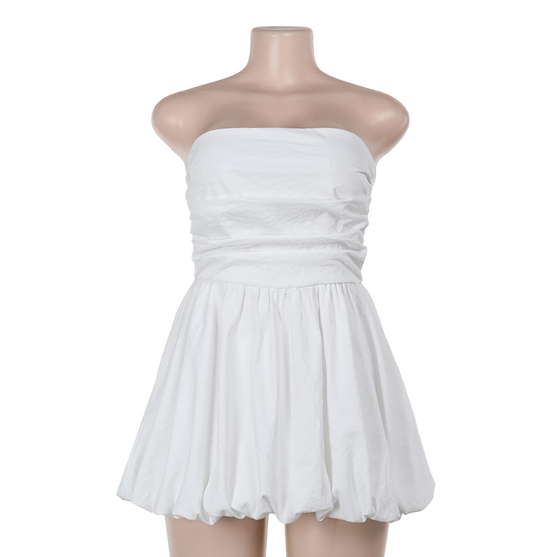 One-Shoulder Flared Polyester Dress