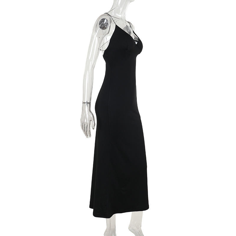 Plunging Neck Open Back Maxi Skirt