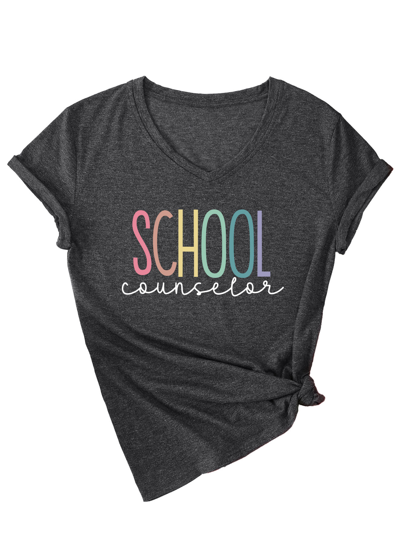 Ladies V-Neck Geometric Print Tee