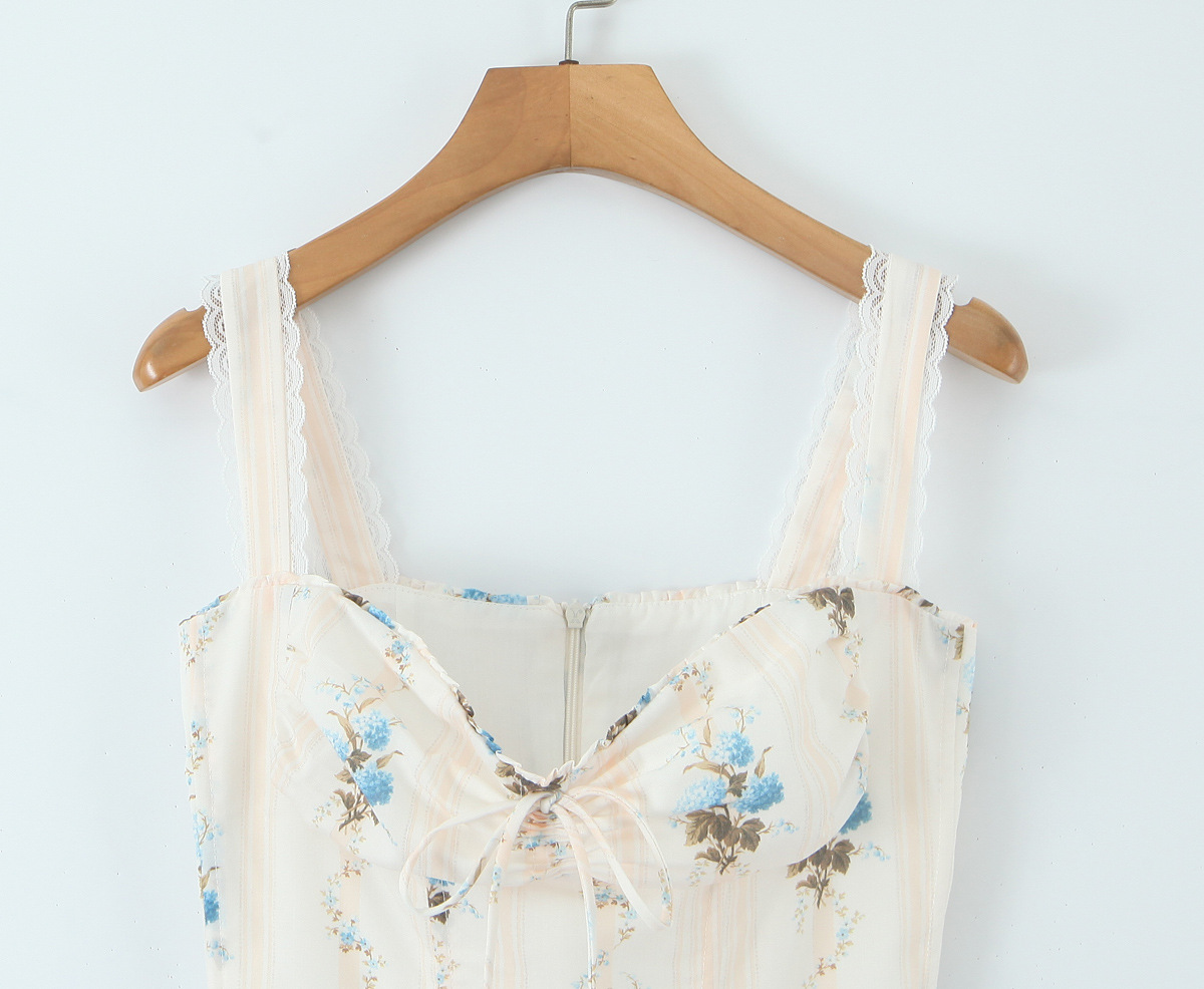 Printed Corset Waist Strapless Dress